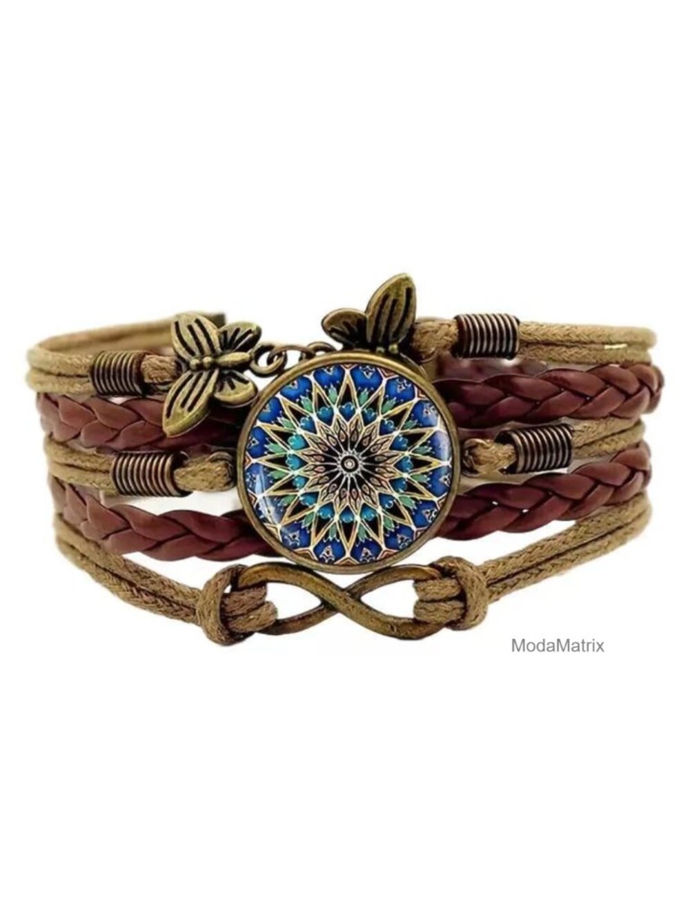 Leather Braided Bracelets Set of 5 Adjustable Stackable Vintage Style Women's
